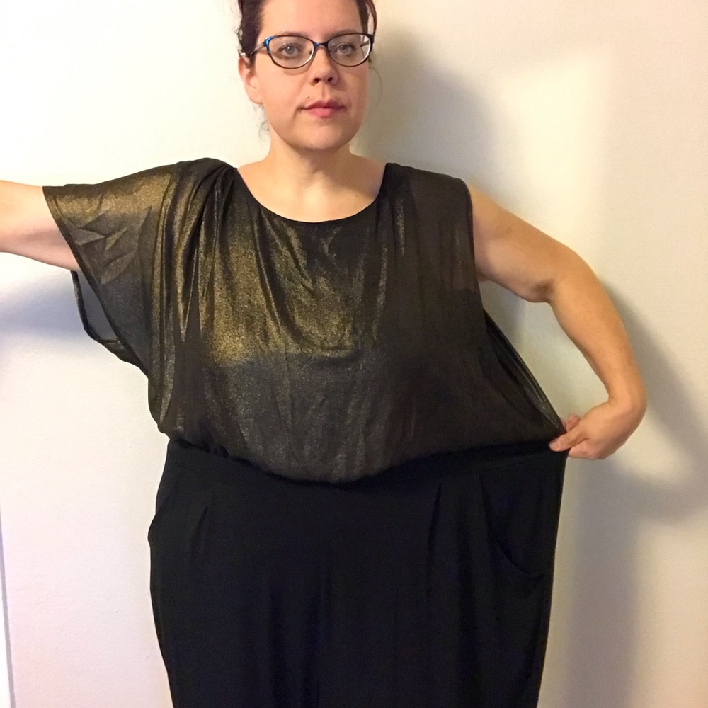 Lane Bryant evening cocktail gold and black jumper